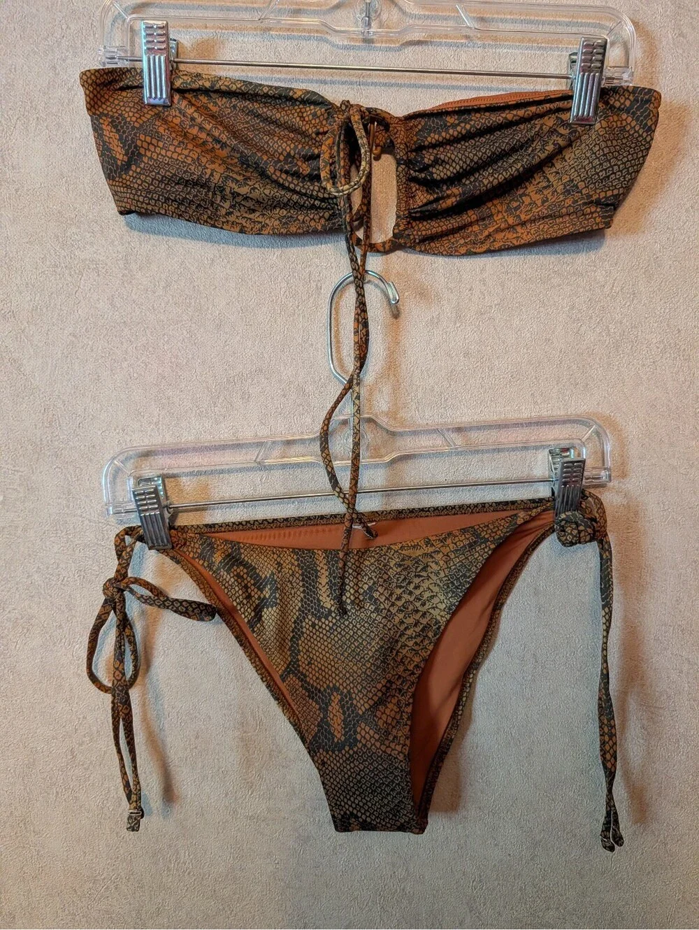SKIMS Signature snakeskin tie halter bikini sz M